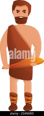 Icône de chasseur préhistorique. Dessin animé de l'icône vectorielle de chasseur préhistorique pour la conception de Web isolé sur fond blanc. Icône de chasseur préhistorique, style de bande dessinée Illustration de Vecteur