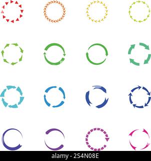 Icônes vectorielles de flèches de rechargement de cercle de couleur. Eléments de flèche ronde. Illustration de la boucle de recharge et d'actualisation par flèche. Icônes vectorielles de flèches de rechargement de cercle de couleur. Eléments de flèche ronde Illustration de Vecteur