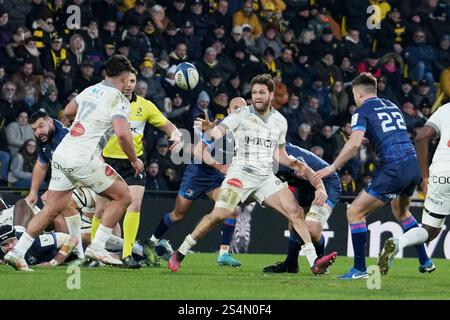 La Rochelle, France. 12 janvier 2025. Tawera Kerr-Barlow du stade Rochelais lors de la Coupe des Champions, match de rugby de la poule 2 entre le stade Rochelais (la Rochelle) et le Leinster Rugby le 12 janvier 2025 au stade Marcel Deflandre à la Rochelle, France - photo Laurent Lairys/DPPI crédit : DPPI Media/Alamy Live News Banque D'Images