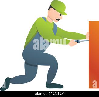 Menuisier utiliser l'icône de tournevis. Dessin animé de charpentier utilisez l'icône vectorielle de tournevis pour la conception Web isolé sur fond blanc. Menuisier utilisez l'icône de tournevis, style de dessin animé Illustration de Vecteur