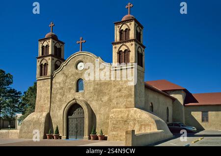 Église San Miguel de Socorro à Socorro, Nouveau Mexique, États-Unis Banque D'Images