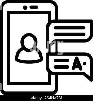 Icône de chat du smartphone. Icône vectorielle de chat de smartphone pour la conception Web isolé sur fond blanc. Icône de chat smartphone, style de contour Illustration de Vecteur