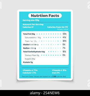Faits nutritionnels étiquette des ingrédients alimentaires et des vitamines. Faits nutritionnels et ingrédient calories quantité vecteur d'illustration. Faits nutritionnels étiquette des ingrédients alimentaires et des vitamines Illustration de Vecteur
