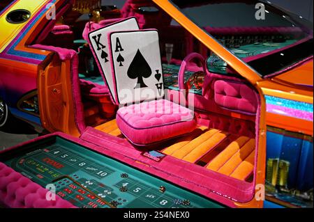 Détail d'une voiture classique au Petersen Automotive Museum sur Wilshire Boulevard, Los Angeles, Californie, États-Unis Banque D'Images