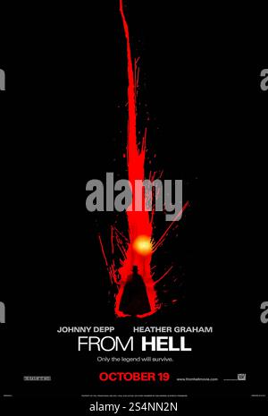 From Hell (2001) réalisé par Albert et Allen Hughes avec Johnny Depp, Heather Graham et Ian Holm. Un inspecteur de police enquête sur les meurtres brutaux de Jack l'Éventreur dans le Londres victorien tout en découvrant une sombre conspiration. Photographie d'une affiche originale US Advance de 2001 À USAGE ÉDITORIAL EXCLUSIF. Crédit : BFA / 20th Century Fox Banque D'Images