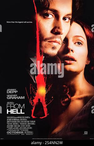 From Hell (2001) réalisé par Albert et Allen Hughes avec Johnny Depp, Heather Graham et Ian Holm. Un inspecteur de police enquête sur les meurtres brutaux de Jack l'Éventreur dans le Londres victorien tout en découvrant une sombre conspiration. Photographie d'une affiche américaine originale de 2001 À USAGE ÉDITORIAL EXCLUSIF. Crédit : BFA / 20th Century Fox Banque D'Images