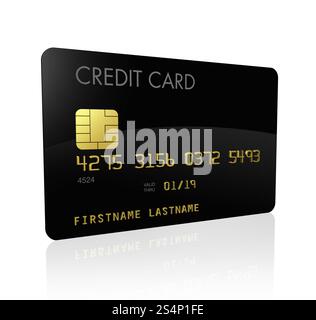carte de crédit noire isolée sur blanc avec chemin de détourage. Carte de crédit noire Banque D'Images