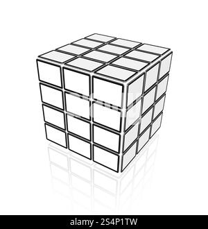 Cube vidéo 3D d'écrans de télévision plats, isolé sur blanc. Avec 2 chemins de détourage : chemin de détourage global de la scène et chemin de détourage des écrans pour placer votre Banque D'Images