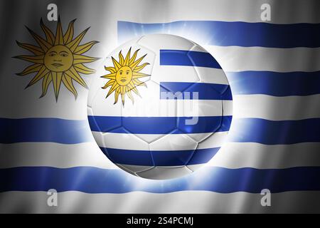 3D soccer ball avec drapeau de l'équipe d'Uruguay, coupe du monde de football Brésil 2014 Banque D'Images