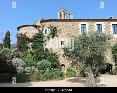 Cour intérieure de l'époque médiévale estate en Catalogne, Espagne Banque D'Images