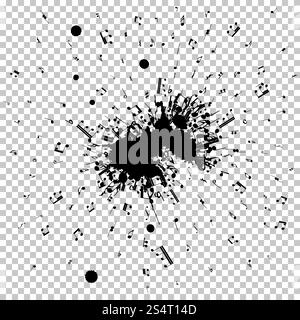 Des notes de musique vol de grunge blob. Illustration vecteur EPS 8. Illustration de Vecteur