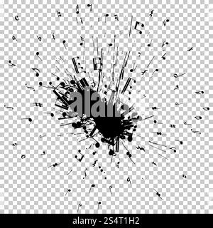 Des notes de musique vol de grunge blob. Illustration vecteur EPS 8. Illustration de Vecteur