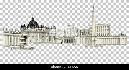 Vatican croquis dessinés à la main libre. Vector illustration. Illustration de Vecteur