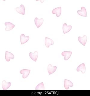 Minuscules coeurs roses motif sans couture, ornement romantique. Illustration d'aquarelle mignonne pour la décoration de la Saint-Valentin, le papier peint ou la conception de tissu. Banque D'Images