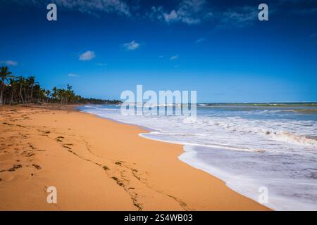 Rio Grande, Porto Rico - 7 mars 2018 : plage du Wyndham Grand Río Mar Puerto Rico Golf and Beach Resort. Banque D'Images