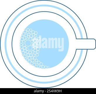 Icône représentant une tasse de café. Fine ligne de remplissage bleu avec Design. Vector Illustration. Illustration de Vecteur