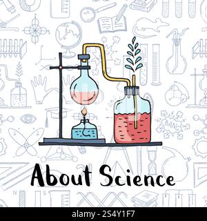 Vectoriel esquissé des éléments de science ou de chimie composition avec lettrage sur les éléments scientifiques fond illustrationt. Vectoriel esquissé science ou éléments de chimie éléments de science arrière-plan Illustration de Vecteur