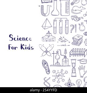 Vectoriel esquissé des éléments de science ou de chimie fond avec lettrage et place pour l'illustration de texte. Science ou chimie esquissée vectorielle Illustration de Vecteur