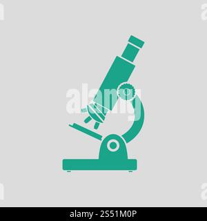 Microscope scolaire icône. Avec fond gris vert. Vector illustration. Banque D'Images