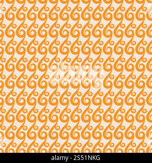 Motif sans couture des tourbillons vectoriels orange. Décoration de texture de fond avec illustration d'éléments abstraits. Motif sans couture des tourbillons vectoriels orange Banque D'Images