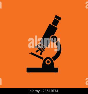 Microscope scolaire icône. Fond orange avec du noir. Vector illustration. Banque D'Images