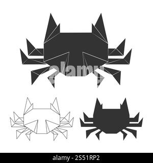 Papier vecteur crabes japonais pour logo, impression, conception. Silhouette de crabe isolée sur illustration blanche de Bakground. Papier vectoriel crabes japonais Illustration de Vecteur