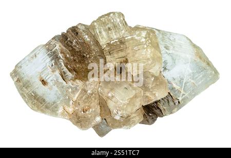 La prise de vue macro des eaux minérales naturelles - les cristaux de fluorite vert isolé sur fond blanc de l'Oural Banque D'Images