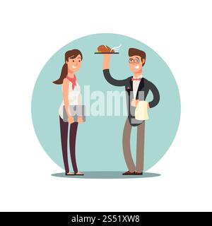 Le personnel de restaurant souriant dans l'icône de personnages de dessin animé vectoriel uniforme de cuisine isolé sur l'illustration blanche. Personnel de restaurant souriant dans les personnages de dessin animé vectoriel uniforme de cuisine Illustration de Vecteur