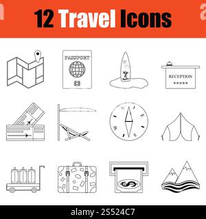Billet d'icon set. Fine ligne design. Vector illustration. Banque D'Images