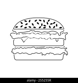 L'icône du hamburger. Fine ligne design. Vector illustration. Banque D'Images