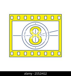 Vue du film avec l'icône du compte à rebours. Fine ligne design. Vector illustration. Banque D'Images