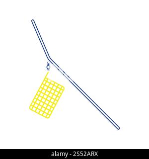 Icône du filet d'alimentation de pêche. Conception de lignes fines. Illustration vectorielle. Banque D'Images