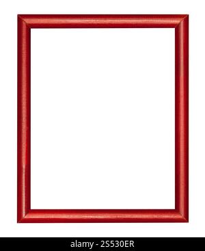 Moderne en bois brun rouge vide photo frame avec cut out toile isolé sur fond blanc Banque D'Images