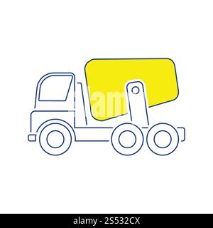 Camion malaxeur de béton de l'icône . Fine ligne design. Vector illustration. Banque D'Images