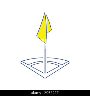Terrain de football de l'icône du drapeau de coin . Fine ligne design. Vector illustration. Banque D'Images