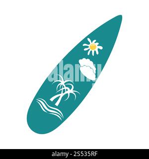 L'icône de surf. Les pochoirs en ton bleu et jaune. Vector illustration. Banque D'Images