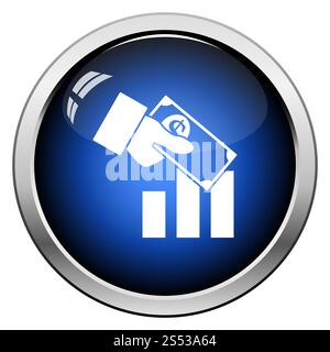 L'icône de l'investissement. Bouton brillant Design. Vector Illustration. Banque D'Images