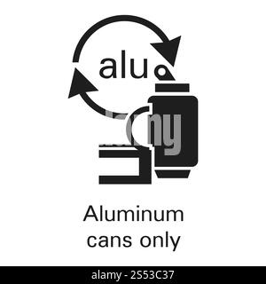 Icône canettes en aluminium uniquement. Illustration simple de canettes en aluminium uniquement icône vectorielle pour la conception Web isolé sur fond blanc. Bidons en aluminium uniquement Banque D'Images