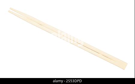 Vue de dessus de paire de baguettes jetables en bois isolé sur fond blanc Banque D'Images
