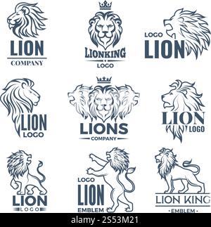 Logo de luxe ou badges avec des photos de lions. Badge logo Lion, insigne d'étiquette et emblème, illustration vectorielle. Logo de luxe ou badges avec des photos de lions Illustration de Vecteur