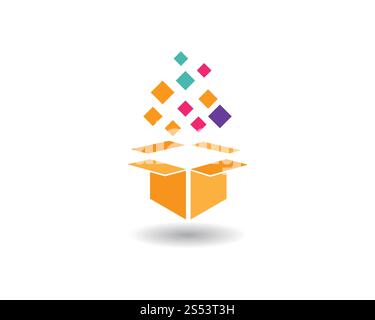 Modèle d'icône vectorielle de logo de la boîte cadeau Banque D'Images