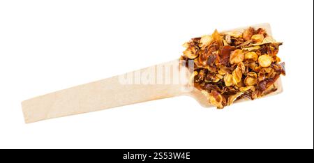 Vue de dessus du passage de séché et habanero haché poivre (bonnet) isolé sur fond blanc Banque D'Images