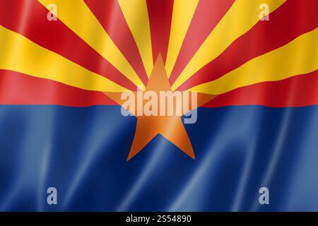Drapeau de l'Arizona, états-unis agitant la collection de bannières. Illustration 3D. Drapeau de l'Arizona, États-Unis Banque D'Images