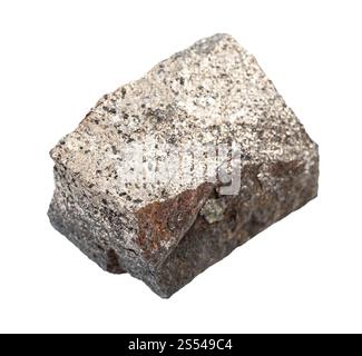 Gros plan de l'échantillon de minéral naturel de la collection géologique - Pyrrhotite (pyrite magnétique) roche isolée sur fond blanc. Pyrrhotite Banque D'Images