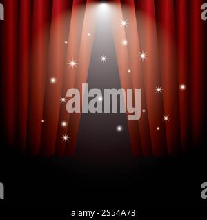 Vecteur d'illustration d'arrière-plan de l'étape de rideau rouge Banque D'Images