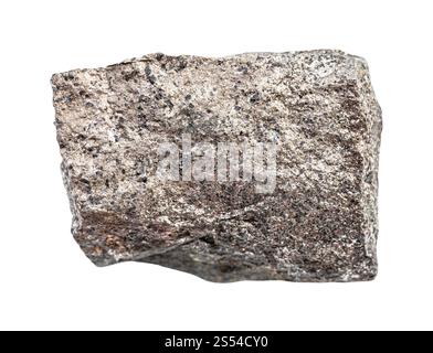 Gros plan de l'échantillon de minéral naturel de la collection géologique - roche rugueuse Pyrrhotite (pyrite magnétique) isolée sur fond blanc. rugueux Banque D'Images