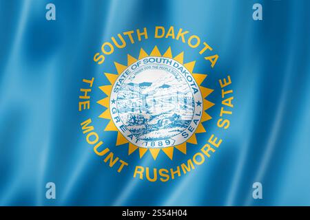 Drapeau du Dakota du Sud, états-unis agitant la collection de bannières. Illustration 3D. Drapeau du Dakota du Sud, États-Unis Banque D'Images