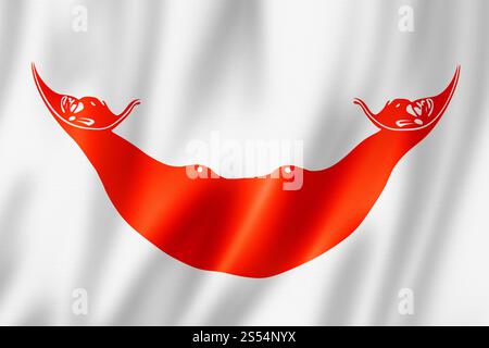 Rapanui, drapeau de l'île de Pâques, Chili. Illustration 3D. Rapanui, drapeau de l'île de Pâques, Chili Banque D'Images