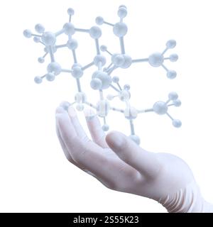 Médecin chercheur part détient virtual structure moléculaire dans le laboratoire Banque D'Images