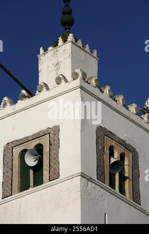 La mosquée de Sidi Bou Said dans la vieille ville de Sidi Bou Said près de la ville de Tunis dans le nord de la Tunisie en Afrique du Nord, Tunisie, Sidi Bou Said, Banque D'Images